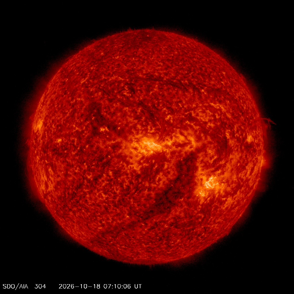 Disque solaire en ultraviolet 304 Å (SDO/AIA)